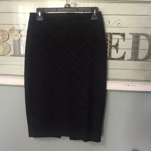 Blue and red plaid pencil skirt